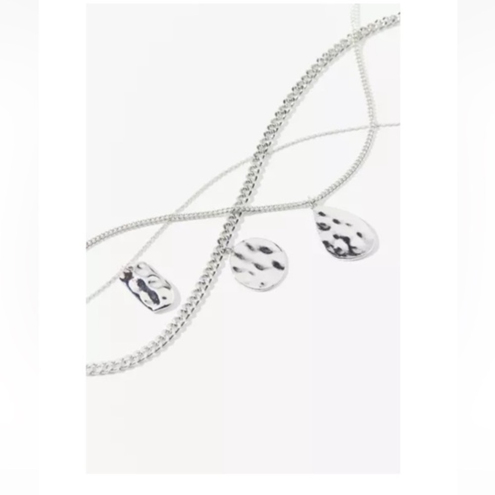 NWT URBAN OUTFITTERS Cameron Coin Layering Necklace Set in Silver